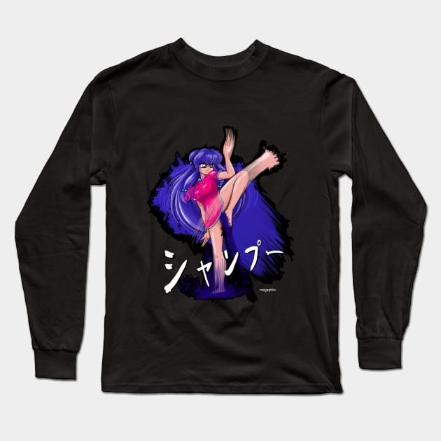 Shampoo Fighting Pose Long Sleeve T-Shirt by MegaPhilX